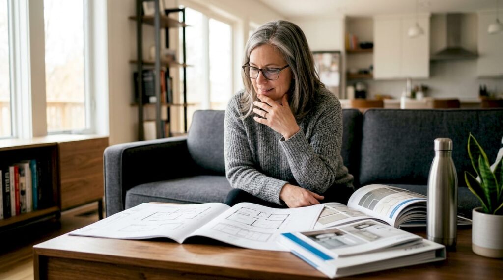 Woman starting her bathroom renovation planning