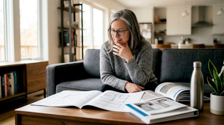 Woman starting her bathroom renovation planning